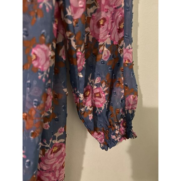Matilda Jane Women’s Size XS Blue Pink Floral Midi Dress Indie Boho Peasant - Picture 10 of 15